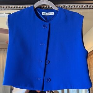 Women’s Zara Royal Blue Button-Up cropped Vest NEW M